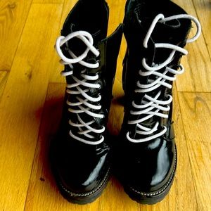 Black Jeffrey Campbell tie up Heel Boots